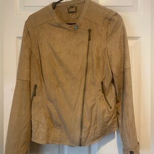 Women's Tan Leather Biker Jacket